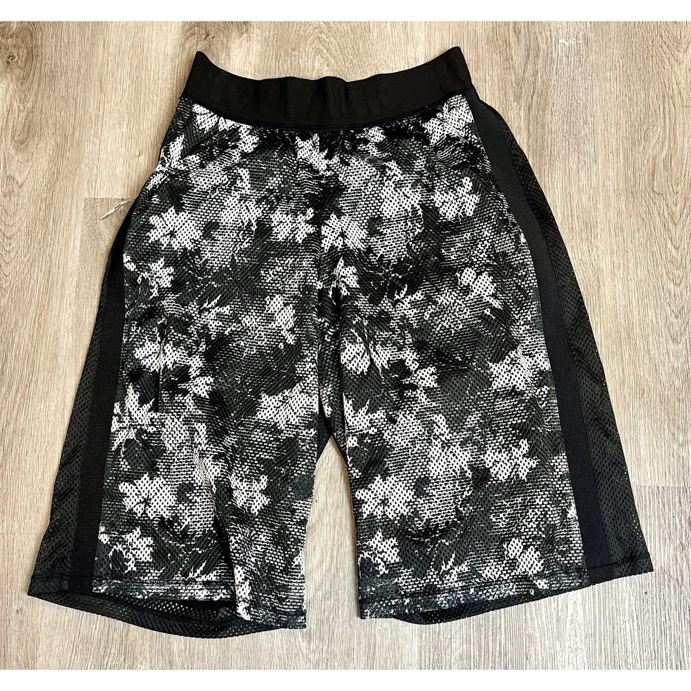 Ivy Park XS Athletic Shorts Black Floral Print Mesh Gym Activewear
